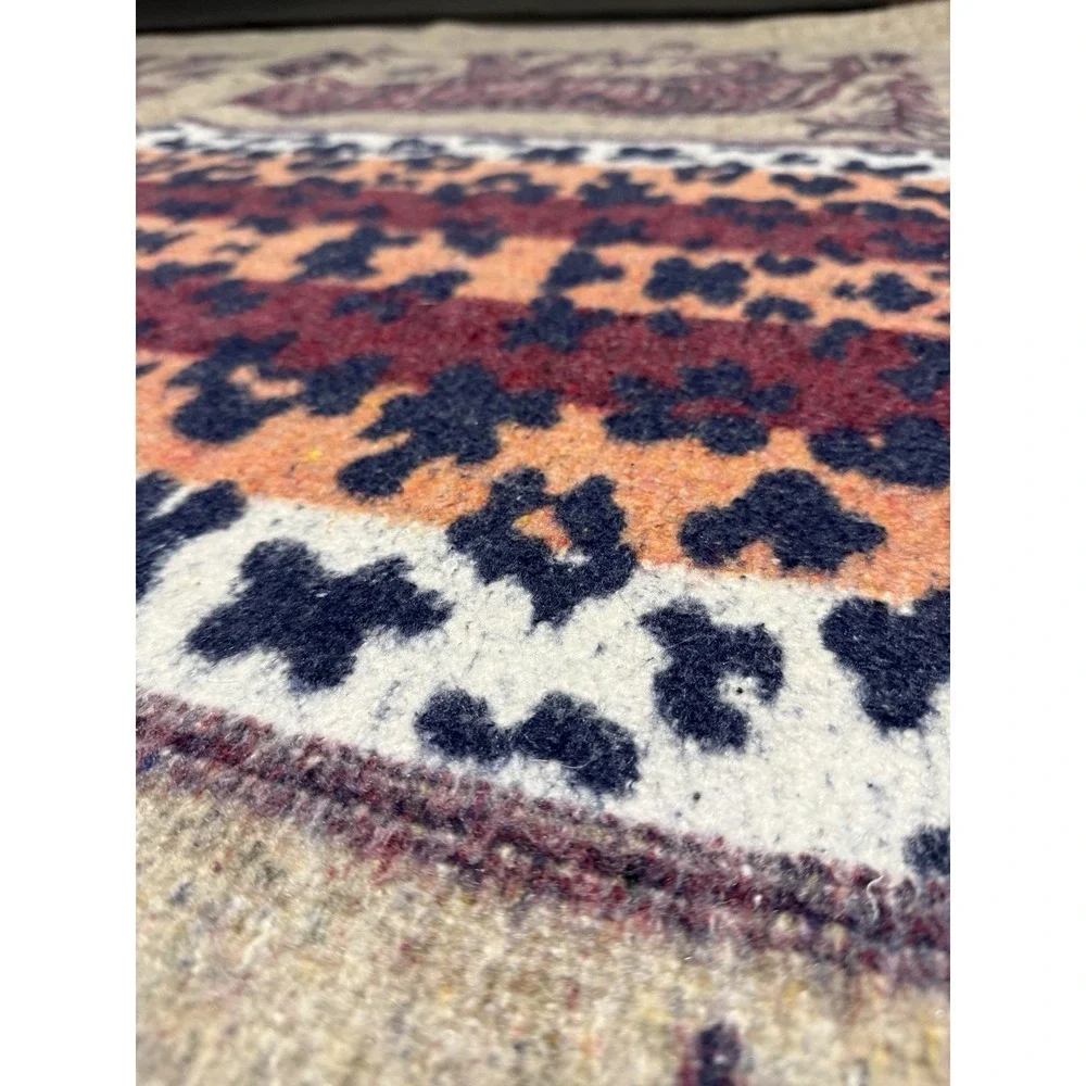 Vintage Artesania Textil Peru Tiger Blanket Full Throw Reversible 61
